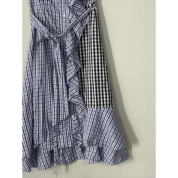 Jucy Judy Gingham Print Button Front Ruffle Dress Preppy Cottagecore Belted - Picture 5 of 9